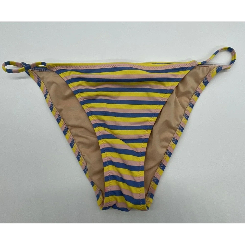J. Crew‎ Tieless Sunshine Stripe String Bikini Bottom M Multi H7639